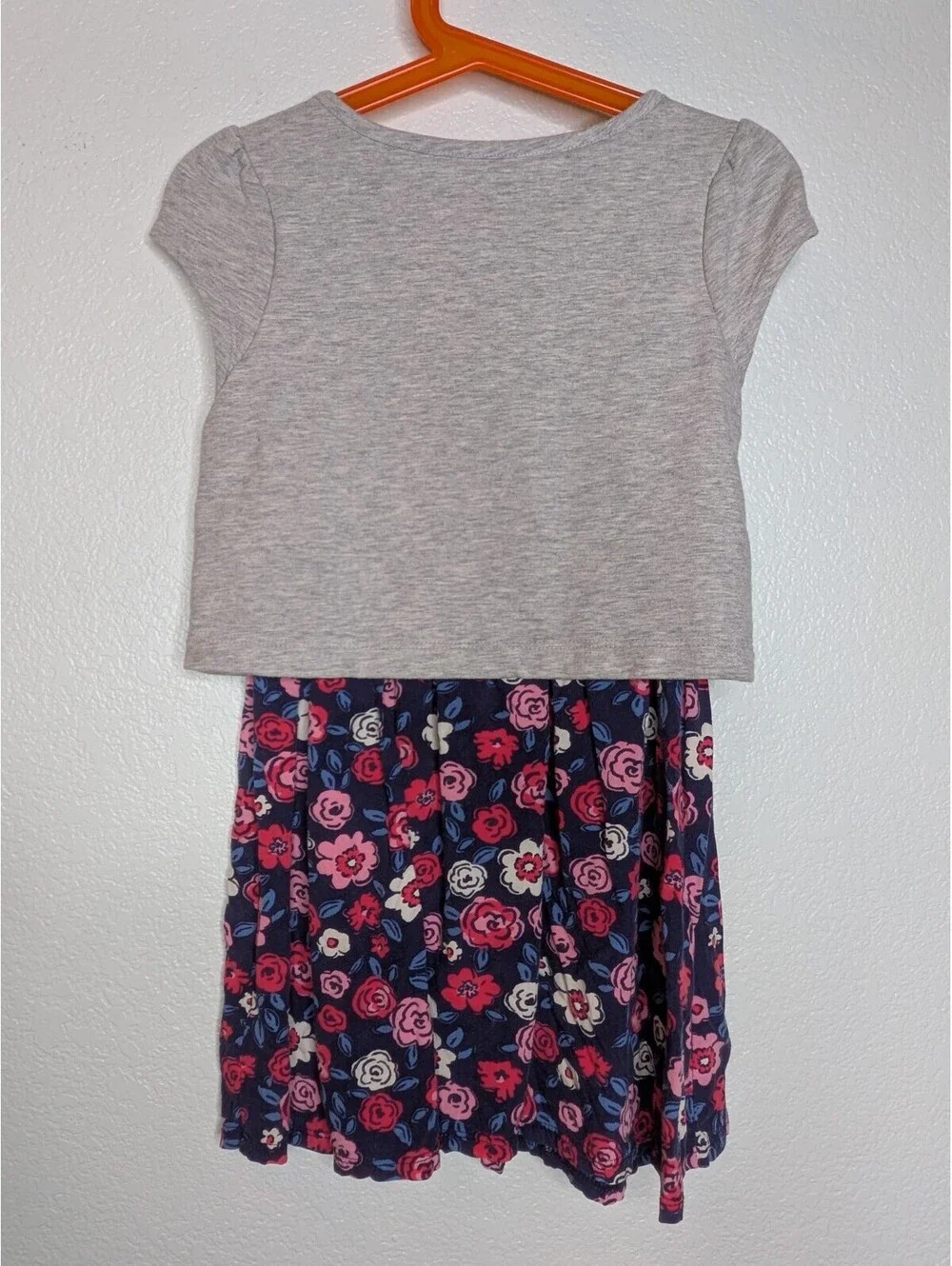 Gymboree Girls Gray Floral Short Sleeve Dress Size 5